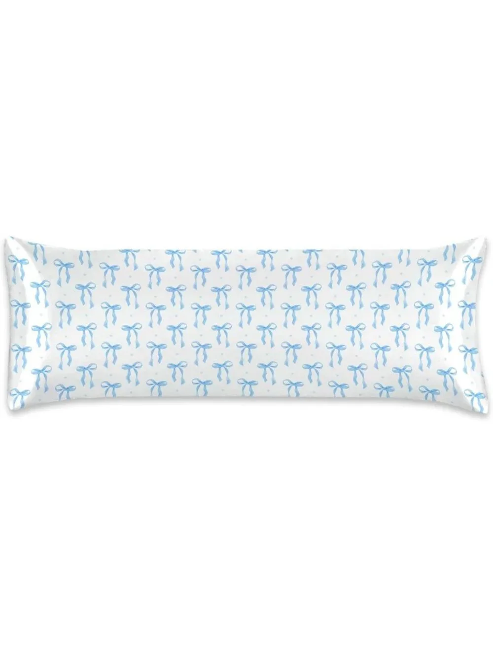 Soft Satin Body Pillowcase - Blue Bow Imitation Silk Cover 20x54